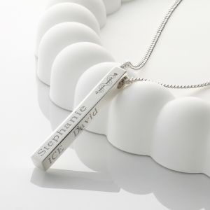 Sterling Silver Engraved Medic Aware 3D Bar Pendant & Chain