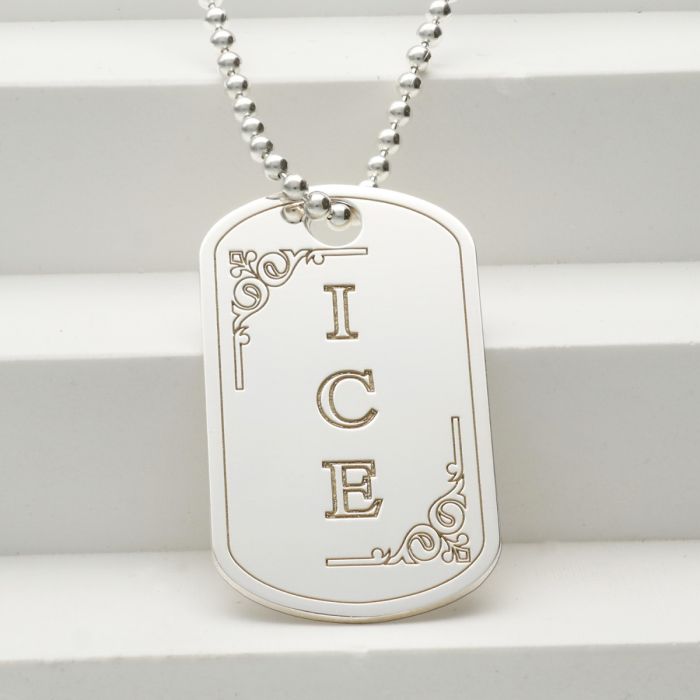 Sterling Silver Medical Alert ICE Dog Tag With Engraving