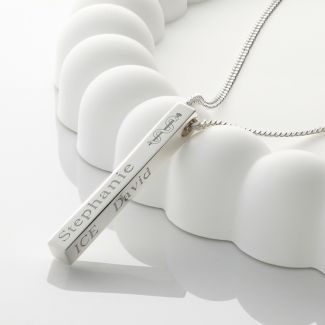 Sterling Silver Engraved Medic Aware 3D Bar Pendant & Chain