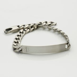 Men's Medical ID Bracelet In Sterling Silver Antique Finish