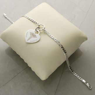 Sterling Silver Medic Heart Charm Bracelet With Engraving