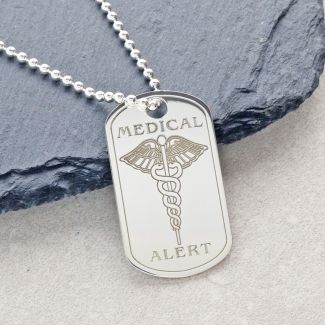 Sterling Silver Medical Alert Dog Tag With Engraving